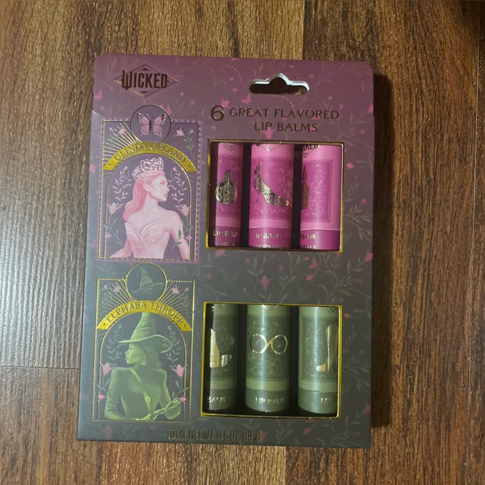 6 Great Flavored Lip Balms - Wicked - Pink and Green